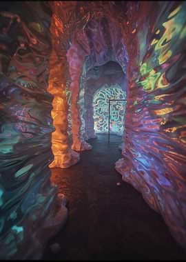 Abstract Colorful Cave Passage