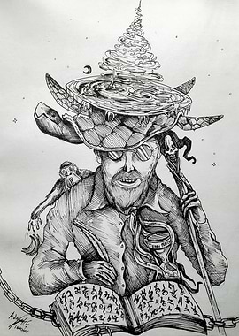 Terry Pratchett world Ink Drawing