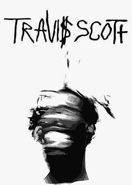 Travis Scott Black and White Portrait