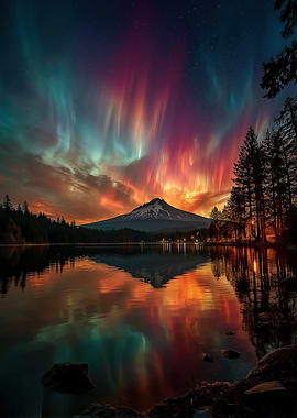 Aurora Borealis Mount Hood