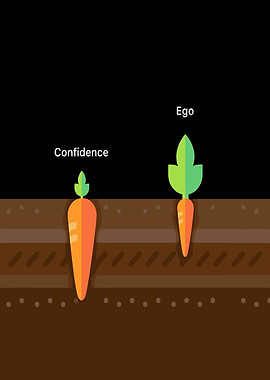 Confidence vs Ego Carrot Illustration