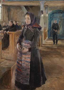 Woman in Church, Painting