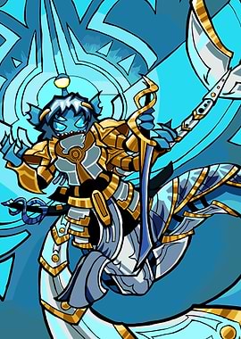 Cartoon Fish Warrior with Sword and Armor game poster
