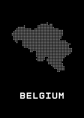 Belgium Map Dotted Black and White