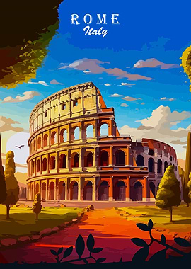 Rome Italy Colosseum Travel Poster Art