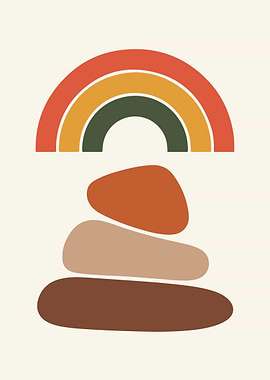 Abstract Rainbow and Stones Illustration