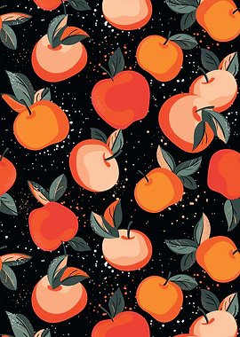 Apple Pattern on Black Background