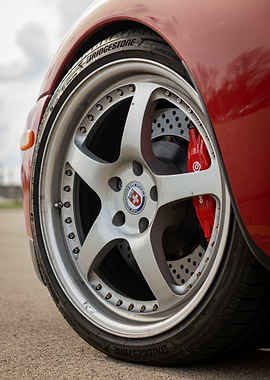 Red Toyota Supra mark4 a80 Car Wheel Close-Up