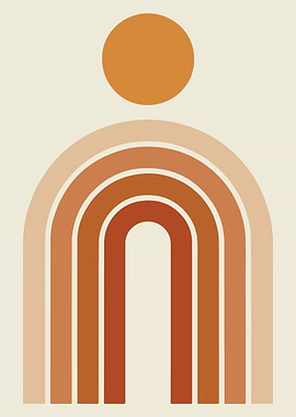 Abstract Boho Rainbow and Sun Art