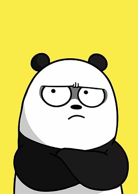 Grumpy Panda Cartoon Character Portrait