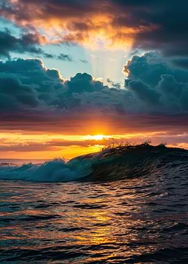 Ocean Wave at Sunset