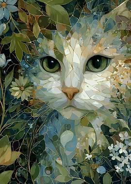 Floral Cat Mosaic