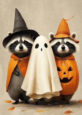 Halloween Raccoons