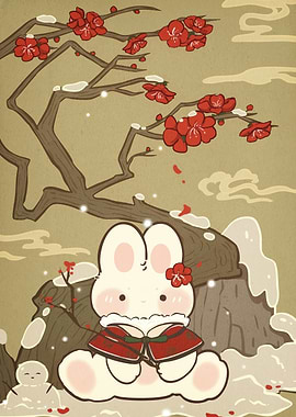 Winter Rabbit Plum Blossoms