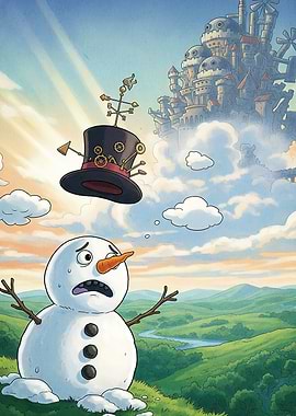 Snowman Hat Castle Sky