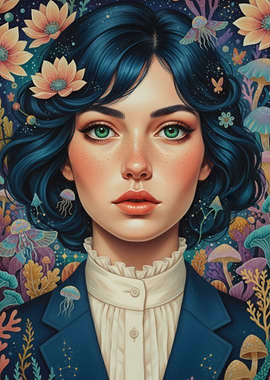 Portrait of a woman with flowers