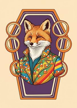 Halloween Fox in Psychedelic Candy Jacket