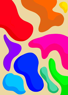 Colorful Abstract Shapes on Beige Background