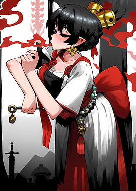 Anime Girl with Sword and Kimono