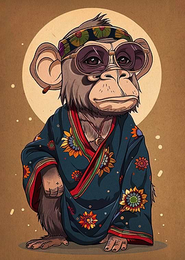 Hippie Monkey Portrait