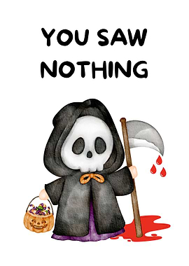 Cute Halloween Grim Reaper Illustration