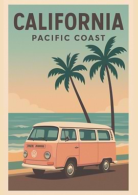 California Pacific Coast Travel Poster