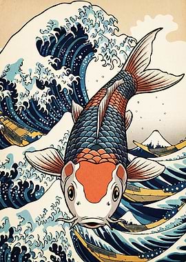Koi Fish and Waves