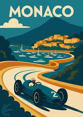 Monaco Grand Prix Travel Poster