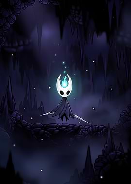 Hollow Knight in Dark Cave