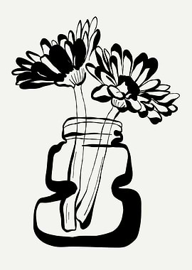 Black and White Floral Still Life