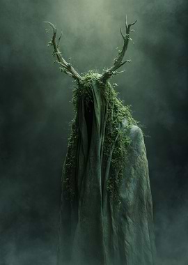 Mystical Forest Spirit with Antlers