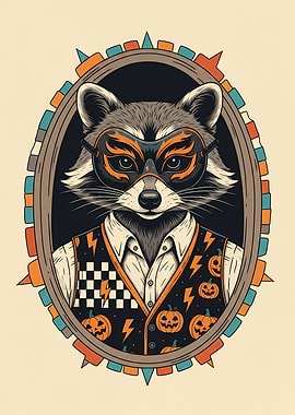 Raccoon Ringmaster in Halloween Masquerade