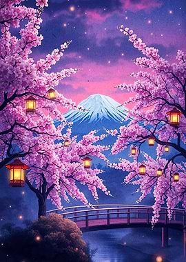 Cherry Blossoms Mountain