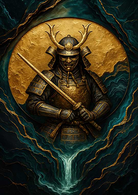 Golden Samurai Warrior with Sword