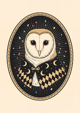 Barn Owl Oracle in Moonlit Cloak