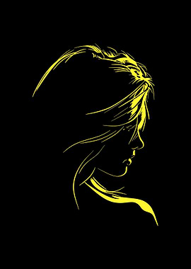 Yellow Silhouette of a Woman's Profile