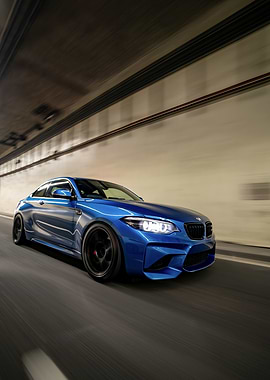 Blue BMW M2 in Tunnel