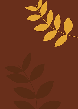 Minimalist Autumn Leaves on Brown Background