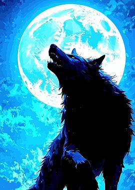 Wolf Howling at the Moon