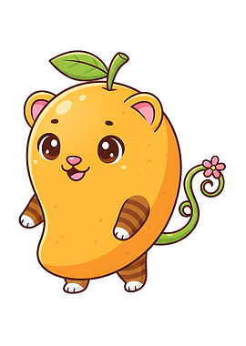 Mangoose Cute Mango Cat Cartoon Character