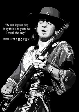 Stevie Ray Vaughan Black and White Portrait