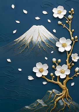 Mount Fuji and Cherry Blossoms Art