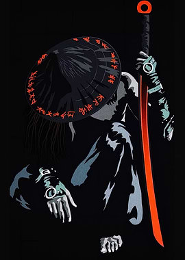 Samurai Warrior with Katana and Hat