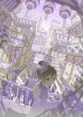 Anime Girl in Japanese Townscape