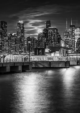 Harvest Moon over Manhattan Skyline