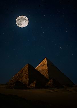 Egyptian Pyramids Under a Starry Night