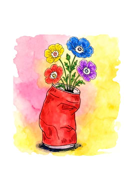 Flowers in a Crushed Can