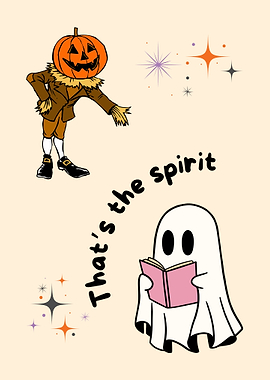 Halloween Pumpkin Head and Ghost Reading Book