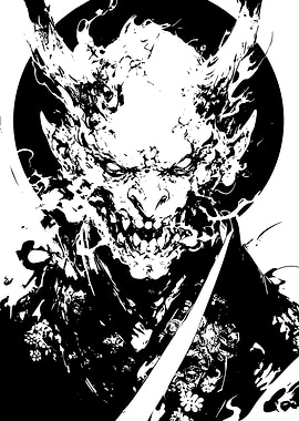 Black and White Oni Illustration