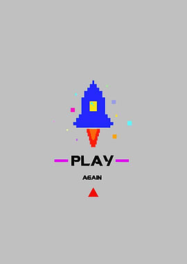 Pixel Art Rocket Play Again